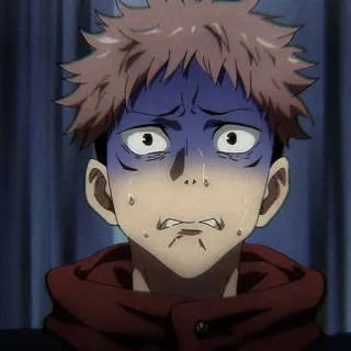 ✨ Yuji Itadori Jujutsu Kaisen anime, pánico, triste, miedo, angustia, estresado, preocupado, asustado telegram sticker