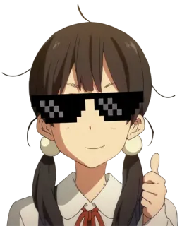 😎 Anime, Brille, Mädchen, Cartoon, Meme, Deal with it, Daumen hoch whatsapp sticker