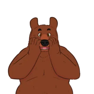 😱 หมี, การ์ตูน, สัตว์, สัตว์เลี้ยงลูกด้วยนม, ภาพประกอบ, ตกใจ, ประหลาดใจ telegram sticker