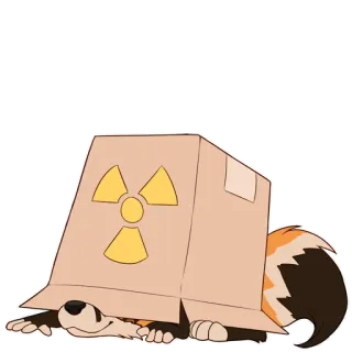 🦊 anjing, kotak, radiasi, radioaktif, bahaya, keamanan telegram sticker