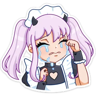 😭 animé, pleurer, fille, maid, kawaii, autocollant telegram sticker