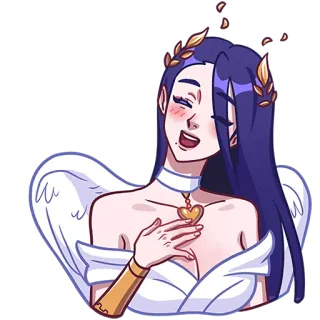 😃 천사, 여자, 날개, 하트, 여신, 캐릭터, 보석 telegram sticker