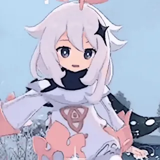 🍥 Paimon Genshin Impact 动漫, 游戏, 飞行, 可爱, 白发 whatsapp sticker