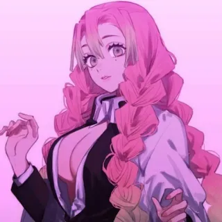 😯 Mitsuri Kanroji Demon Slayer 애니메이션, 만화, 캐릭터, 칸로지 미츠리, 귀멸의 칼날, 분홍색, 팬아트 whatsapp sticker