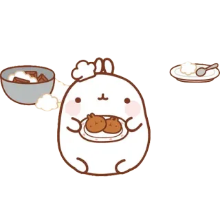 🍪 Molang kawaii, cute, food, eating, rabbit, molang telegram sticker