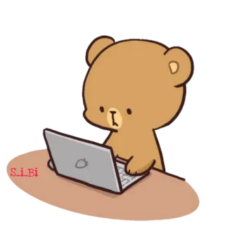 💻 orso, digitando, laptop, computer, carino, cartone animato telegram sticker