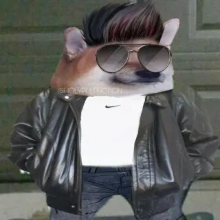 😎 @HOLYPULPFICTION 도지, 개, 스웨거, 가죽 자켓, 선글라스 telegram sticker