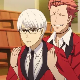 😠 Anime, Personagens, Kakegurui, Homens, Uniformes vermelhos telegram sticker