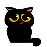 ☹️ cat, black cat, cute, sad, kitty, pet telegram sticker