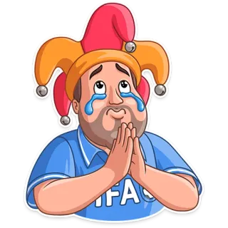 🙏 FIFA dessin animé, bouffon, pleurs, suppliant, fifa, foot telegram sticker