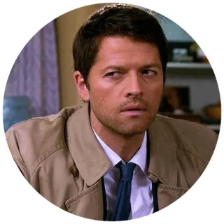 😑 Castiel Supernatural anioł, płaszcz, telewizor, nadprzyrodzone, postać telegram sticker