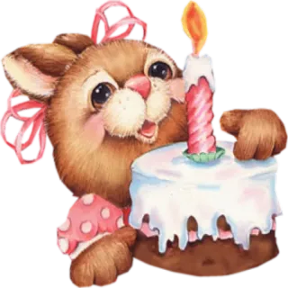 🍰 可爱, 动物, 猫, 生日, 蛋糕, 蜡烛 whatsapp sticker
