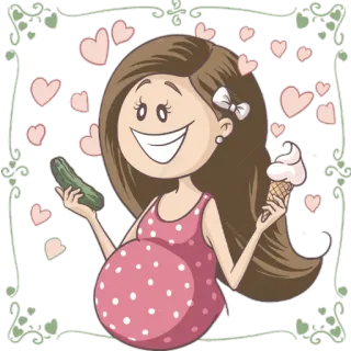 🍦 беременность, беременная, мультфильм, мороженое, огурец, еда telegram sticker