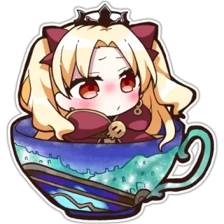 ☕️ Anime, Dessin animé, Kawaii, Mignon, Tasse, Personnage, Autocollant telegram sticker