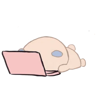 😴 lazy, cute, cartoon, animal, computer, tired, sleeping, work telegram sticker