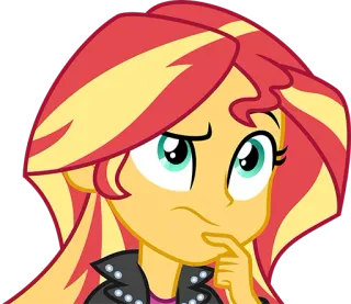 🤔 Sunset Shimmer My Little Pony サンセットシマー, マイリトルポニー, 考える, アニメ whatsapp sticker
