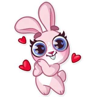 ❤ Hase, Kaninchen, süß, Herzen, Liebe, Tier, Aufkleber telegram sticker