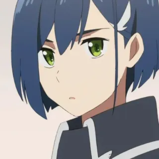 🥡 Ichigo Darling in the Franxx anime, ichigo, darling in the franxx, blue hair, green eyes, character, fanart telegram sticker