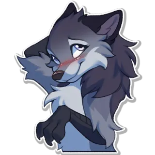 ☺️ หมาป่า, การ์ตูน, เฟอร์รี่, สัตว์, น่ารัก, เขิน telegram sticker