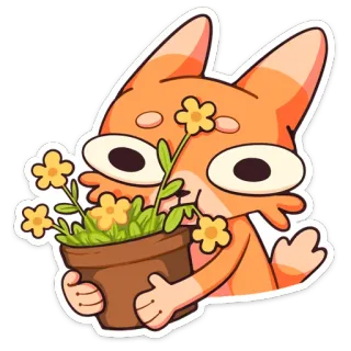 🌺 fox, flower, cute, animal, plant, cartoon, sticker whatsapp sticker