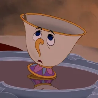 🥀 Chip Beauty and the Beast Chip, Beauty and the Beast, Disney, teacup, cartoon character, animated telegram sticker