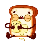 🙌 Toast, Beurre, Nourriture, Dessin animé, Petit déjeuner, Mignon whatsapp sticker