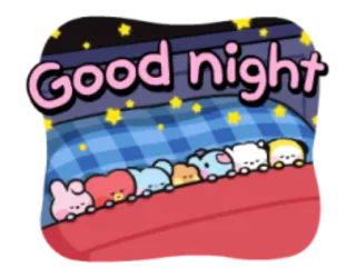 ✨ Good night спокойной ночи, сон, звезды, милый, мультфильм, животные telegram sticker