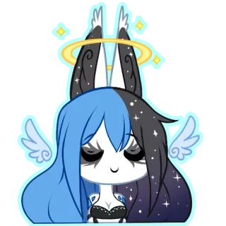 😇 Anime, Dibujos animados, Lindo, Chica, Alas, Halo whatsapp sticker