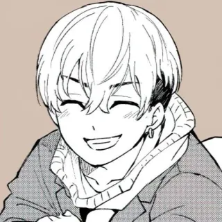 ☺️ Аниме, Манга, Парень, Улыбается, Серьга, Мультфильм telegram sticker
