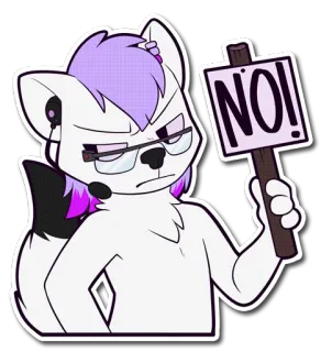 ❌ NO! Desenho animado, Furry, Protesto, Não, Placa telegram sticker