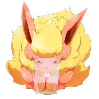 🍸 Flareon Pokemon pokemon, mignon, verre, boisson, eeveelution telegram sticker