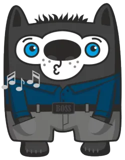 😗 BOSS Desenho animado, Animal, Lobo, Personagem, Chefe, Notas musicais, Antropomórfico telegram sticker