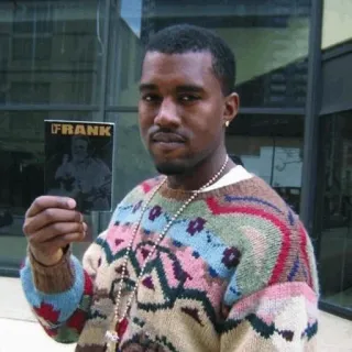 🧪 FRANK person, card, holding, ye, kanye whatsapp sticker