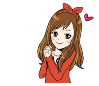 🙏 cartoon, girl, red, bow, anime, cute, kawaii telegram sticker