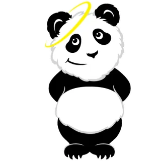 😇 Panda, Zwierzę, Kreskówka, Słodki, Anioł, Halo telegram sticker