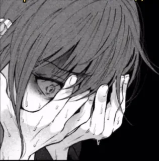 😨 Anime, Manga, Ragazza, Piangendo, Triste, Sudore, Depresso/a telegram sticker
