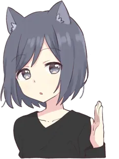 😮 Anime, Gadis kucing, Gestur, Tangan telegram sticker
