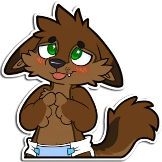 👉 furry furry, anthropomorphic, cute, diaper, blushing, wolf, dog telegram sticker