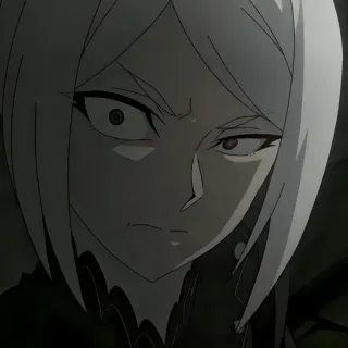 🤨 Anime, Wütend, Frau, Weißes Haar, Anime-Mädchen, Ernst, Ausdruck telegram sticker