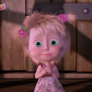 😕 Masha Masha and the Bear Cartoon, Meisje, Schattig, Ondeugend, Animatie telegram sticker