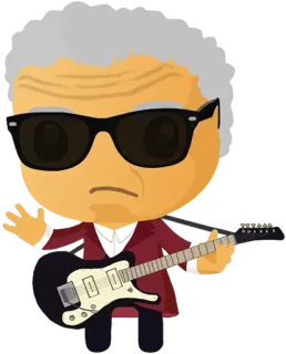 🎸 gitaar, muziek, cartoon, zanger, optreden, muzikant telegram sticker