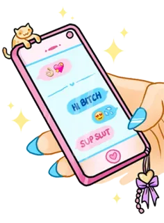 📲 HI BITCH
SUP SLUT telefone, gíria, ofensivo, insulto, celular, sms telegram sticker