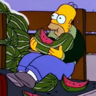 🍉 Homer Simpson The Simpsons Cartoon, Homer Simpson, Wassermelone, Essen, Lustig, Die Simpsons whatsapp sticker