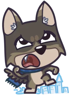 😠 Lobo de desenho animado, Irritado, Neve, Inverno, Cachecol telegram sticker