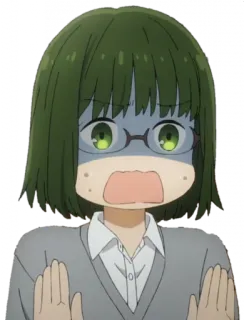 🙅‍♀ anime, chocado, surpreso, assustado, óculos telegram sticker