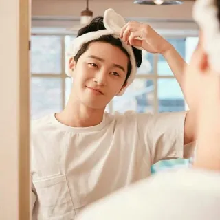 😅 Park Seo-joon aktor, aktor korea, pria, selfie, cermin telegram sticker