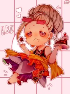 🌟 H.B.D 치비, 귀여운, 케이크, 생일, 카와이 telegram sticker