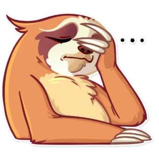 🤦 ooo สลอธ, การ์ตูน, สัตว์, อาย, เหนื่อย, เศร้า telegram sticker