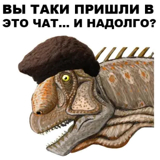 🤚 ВЫ ТАКИ ПРИШЛИ В ЭТО ЧАТ... И НАДОЛГО? dinosauro, basco, chat, animale, divertente whatsapp sticker