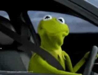 😶 Kermit the Frog kermit, driving, frog, puppet, car telegram sticker